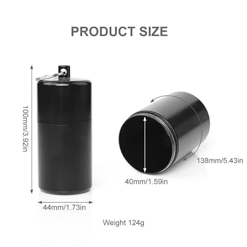 Muxiang Premium Portable Storage Tube Keychain Travel Style,Sealed,Zinc Alloy Metal And Ring Colour Black Cg0040H #TOP2
