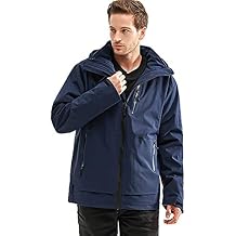 MU 3-In-1 Men's Ski Jacket Warm Winter Fleece Hooded Mountain Fleece Ski Windproof Rain Jacket Snow Coat Mountain Jacket/H/M