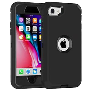 iPhone SE 2020/2022 3-in-1 Full Body Protector Case, Shockproof TPU & Hard PC Bumper, Drop-Proof Shell for 4.7″ – Black