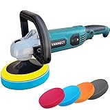 VANNECT Buffer Polisher, 1200W 7-inch Dual Action, 6 Variable Speed, 5 Foam Pads, Detachable Handle, Safety Lock, Ideal for Car Sanding, Polishing, Waxing