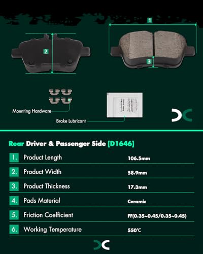 Image of SCITOO D1694 D1646 Front & Rear Ceramic Brake Pad Sets 17-19 For INFINITI For QX30,14-15 For Mercedes-Benz For B Electric Drive,12-14 For B180,13-19 For B250,16-17 For B250e,14-19 For CLA250