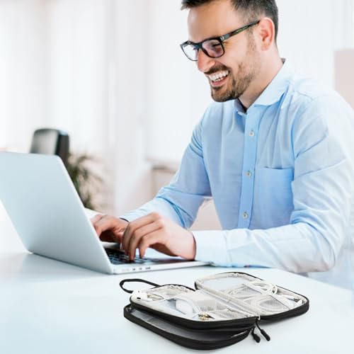 NVIYAM Organizador Cables Viaje, Organizador Cables Viaje Impermeable, Accesorios Estuche Cables Portátil, Estuche Cables para Cargador, Memoria USB, SD Tarjeta y Adaptadores, Gris (Negro) - imagen 6