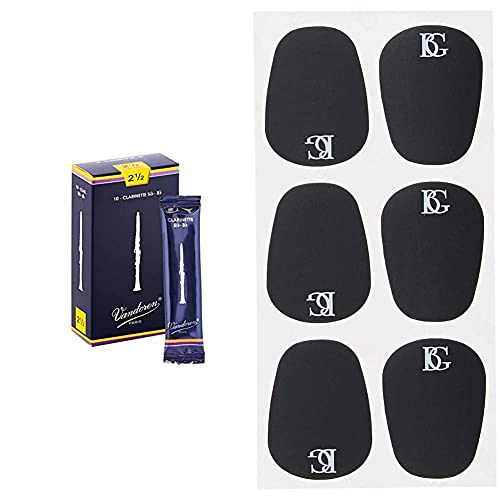 Vandoren CR1025 10 Anches pour Clarinette Sib 2,5 & BG France ABG A10L 6 Protèges-bec Noir 0,8 mm Large