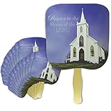 Swanson Christian Products Church Fans - Hand Held Parlor Fans for Adults - Hand Fans for Church Services - Rejoice - Country Church Image (25)