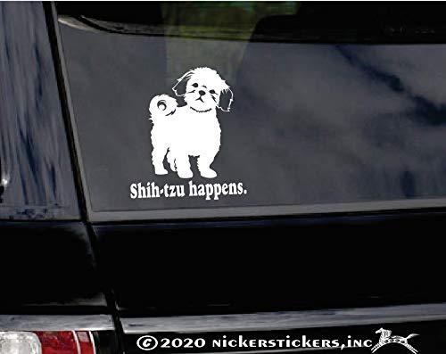 Shih Tzu Happens Dog Auto Vinyl Window Decal Sticker #TOP1