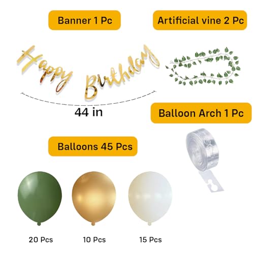 Image of Party Propz Happy Birthday Decoration Kit - 49 Pcs, Birthday Decoration Items with Artificial Vine -2 Pc, Balloon Decoration Kit for Kids,Bday Decoration Kit Combo for Boys & Girls (Cardstock,latex)
