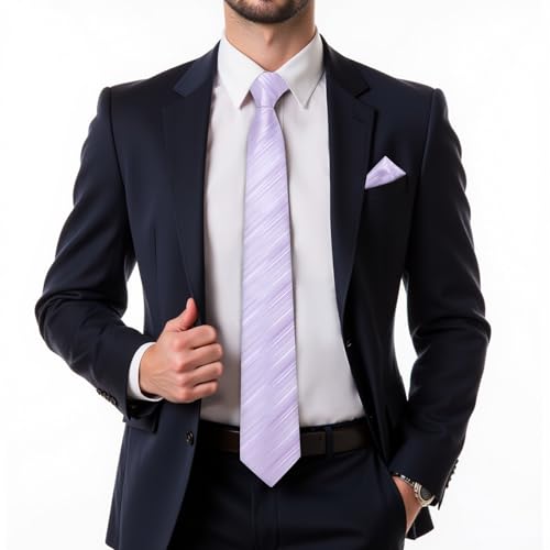 Image of DiBanGu Mens Zipper Ties Silk Adjustable Necktie Pocket Square