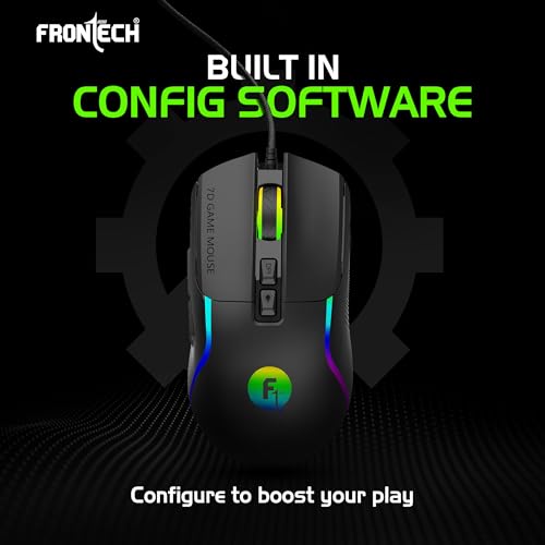 Image of FRONTECH Spectra X Wired Gaming Mouse | 12,800 DPI Adjustable Sensor | 1000Hz Polling Rate | RGB Backlight | 7 Buttons | 1.5m Braided Cable | 1 Year Warranty (MS-0108)