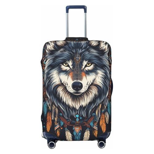 Majestic Wolf Head Aesthetics Elastic Travel Luggage Covers Dustproof Scratch-Resistant Suitcase Protector Fit 22-24 Inch