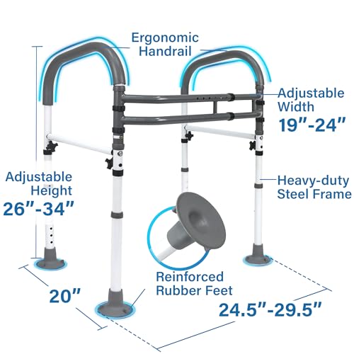 Vaunn Medical Deluxe Adjustable and Foldable Toilet Safety Frame, Bathroom Handrail Assist Grab Bar Handle (White, Adjustable Width and Height) - Thumbnail 3