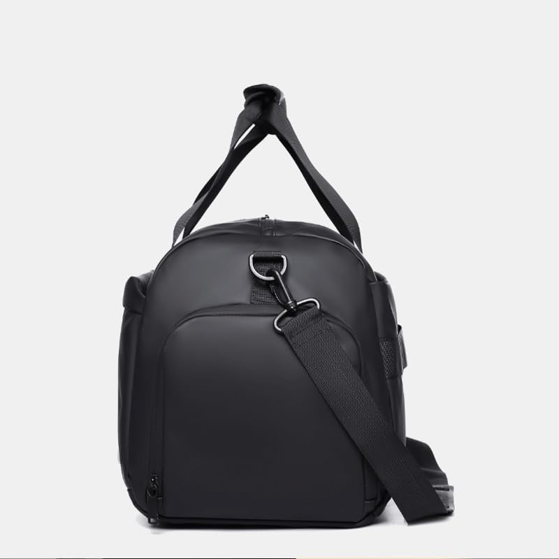 Men's Black Travel Bag for Business Commuting Independent Shoe Compartment Sports Handbag Large Capacity Crossbody