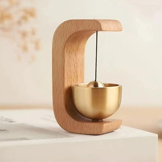 Beech Wooden Door Chime with Brass Bell, Dopamine Door Bell for Home, Self-Adhesive Doorbell, Serene Acoustic for Home & Shop, Shopkeepers Door Chime, Ideal Housewarming Gift (Dark Wood)-image-36