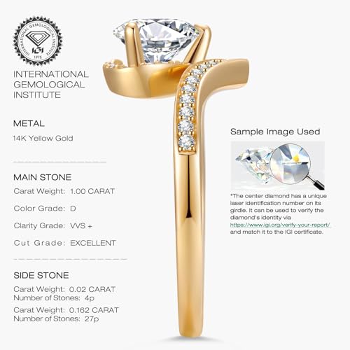 Kate Lynn -Eternal Love- 1 Carat Diamond/Moissanite Rings for Women, IGI/GRA Certified, Promise Engagement Wedding Anniversary Rings for Her, Idea Gift for Women2