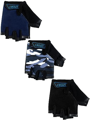 Image of Boao 3 Pairs Kids Half Finger Bike Gloves
