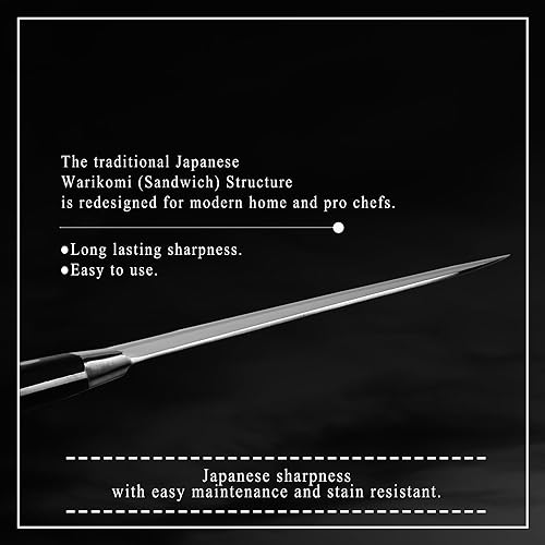 Syosaku Japanese Best Sharp Kitchen Chef Knife Molybdenum Vanadium Clad Stainless Steel with Bolster, Gyuto 7-inch (180mm) Dishwasher Safe - Image 6