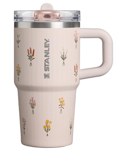 Image of STANLEY Quencher ProTour Flip Straw Tumbler | Leakproof Lid, Straw & Handle | Insulated Stainless Steel | Fits Cup Holders | Perfect Mother's Day Gift | BPA-Free | 20 oz | Rose Quartz Bouquets