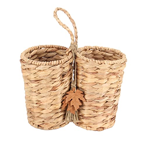 Shcmsado Water Hyacinth Hanging Basket Flower Door Basket - Natural Woven Wall Basket For Outdoor Garden, Patio, Balcony - Eco-Friendly And Durable Plant Holder With 2 Divided - 5 X 2.5 X 7.8 Inches. #TOP2