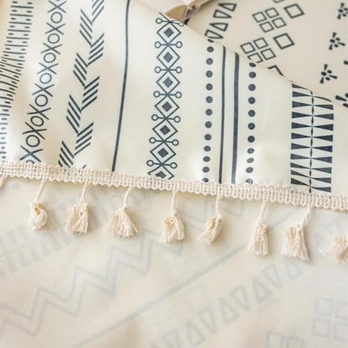 Nappe coton lin de qualité supérieure à pompons géométriques - 5