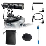 Camera Video Microphone, ARVOMIC Universal Shotgun Mic with Shock Mount, Foam Windscreen, Carrying Bag, Compatible with iPhone, Smart Phones, Cameras, Ideal for Interview, TIK Tok (AO-666A)