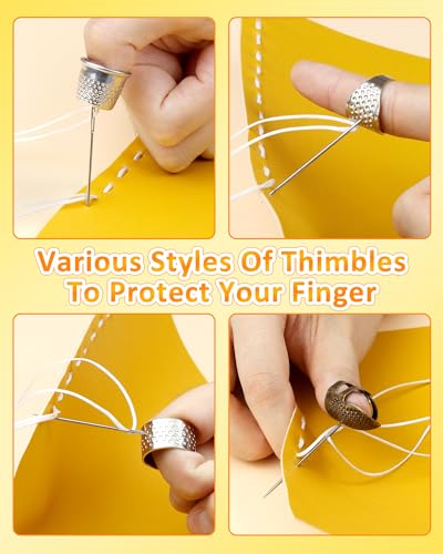 image for FIVEIZERO Thimble Kit– Sewing Thimbles for Hand Sewing, Metal Finger