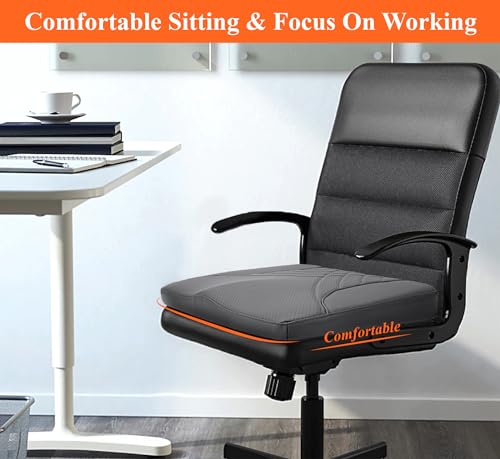 Image of kingphenix Premium Car Seat Cushion, Memory Foam Driver Seat Cushion to Improve Driving View- Coccyx & Lower Back Pain Relief - Seat Cushion for Car, Truck, Office Chair (Leather Dark Gray)