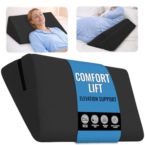 sokoro Bed Wedge Pillow for Sleeping, Triangle Pillow, Acid Reflux, Gerd, After Surgery, Back Support, Body Positioners for Pregnancy, Adults, Seniors to Elevate Head, Knee, Legs (Black, 24x14x7 in)