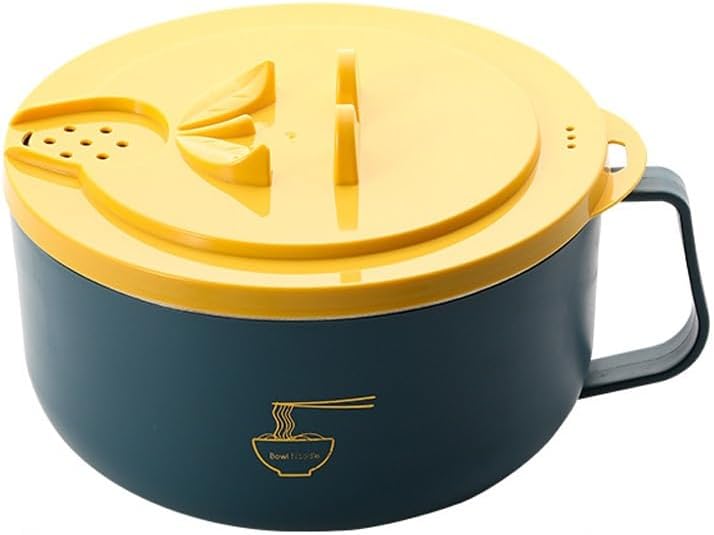 Stainless Steel Noodle Bowl with Lid Student Sealed Portable Lunch Box Fast Food Cup Bento
