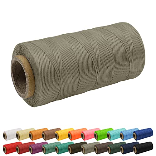 Uiopa 1mm Waxed Thread, 260m 150D Leather Sewing Thread, Hand Stitching Flat Waxed Cord for Leather Craft Bookbinding