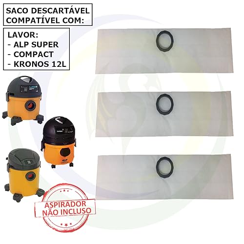 6 Saco Descartável para Aspirador de Pó Lavor Alp Super/Compact 12L / Kronos 12L