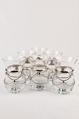 Orientalische verzierte Teegläser Set 6 Gläser Samsun Klar | Marokkanische Tee Gläser 6 Farben Deko orientalisch | 6 x… – Bild 4