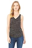 Bella Canvas Flowy Women's V-Neck Black Marble Tank M