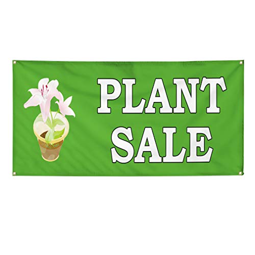 Vinyl Banner Multiple Sizes Plant Sale Nursery Business Advertisement Business Outdoor Weatherproof Industrial Yard Signs Green 4 Grommets 24x36Inches