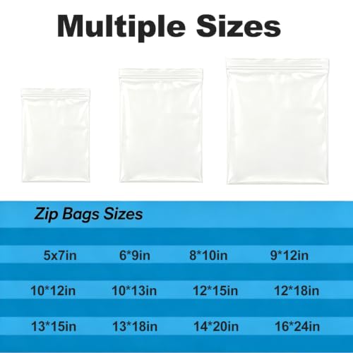 JINYONBAG 100 Count 10" x 12" Clear Zip Bags, 2 Mil Plastic Ziplock with Reclosable Zipper Seal, Storage Pouches for Clothing, Travel, Crafts and Organization by JINYONBAG - Used condition - Image 3
