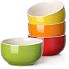 LIFVER Deep Soup Bowls Porcelain 20oz, 600 ml Large Cereal Bowl Ceramic, Serving Bowls for Tapas, Dessert, Curry, Ramen, Snack, Breakfast, Dishwasher, Microwave & Oven Safe - Multicolour