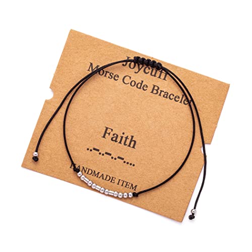 Joycuff Faith Morse Code Bracelets For Wife Girlfriend Mom Daughter Sister Funny Fashion Best Good Friend Bff Friendship Silk Wrap Bracelet Inspirational Motivational Secret Message Jewelry #TOP26
