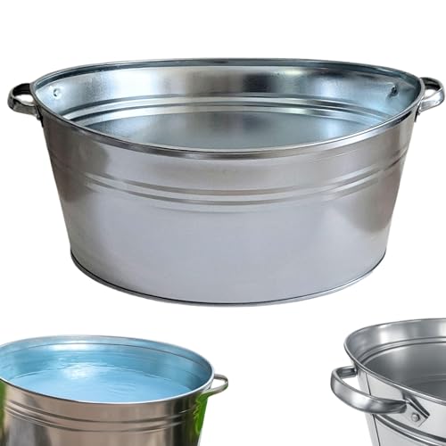 Zinkwanne oval groß - wasserdicht oval 40 Liter mit stabilen Griffen zum Bepflanzen und als Miniteich