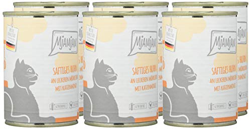 MjAMjAM - Premium Nassfutter für Katzen - saftiges Huhn an leckeren Möhrchen, 6er Pack (6 x 400 g), getreidefrei mit extra viel Fleisch