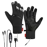 Generico Guantes calentados – Impermeables reutilizables con pantalla táctil – Guantes USB portátiles – para invierno, camping, fútbol, golf, trabajo, moto, deportes al aire libre, esquí