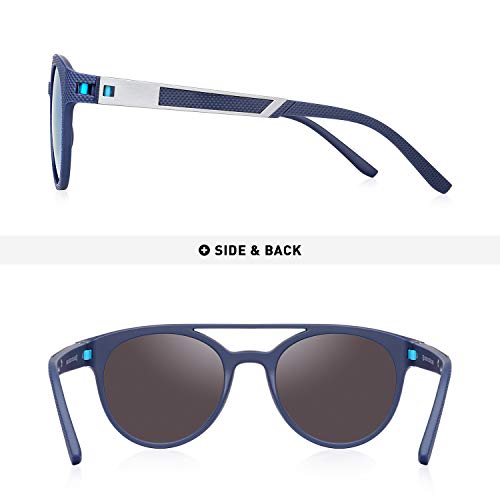 Polarized Sunglasses for Men Lightweight TR90 Frame Double Bridge Round Sun glasses4