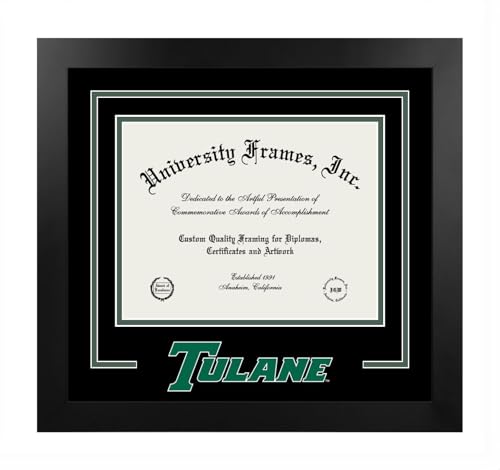 Campus Images NCAA Tulane Green Wave Unisex Spirit Diploma Manhattan Black Frame with Bonus Lithograph, Black, One Size