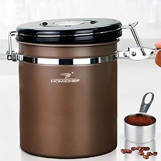 HOMICHEF 22 oz Stainless Steel Coffee Ground Storage Container Airtight With Scoop And