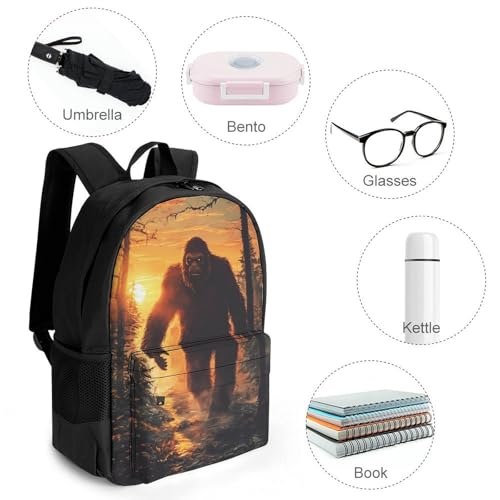 Walking Sasquatch Bigfoot Sunset Travel Backpack Casual Daypack Shoulder Bag with Adjustable Shoulder Straps for Men Women3