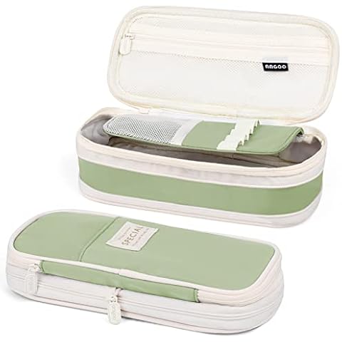 Mamowla Pencil Case for Girls, Big Capacity Large Pencil Case Pen Cases Portable Office Stationery Makeup Bag Pouch, Desk Organizer for School Boys Kids Teenage Adults Women Men(Light Green) Cover