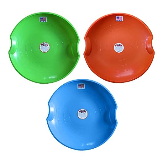 Flexible Flyer 3-Pack Snow Saucer Sleds. Round SNO Slider Discs, Blue, Orange, Green