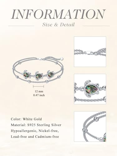 Image of 925 Sterling Silver Layered Ankle Bracelets for Women Jewelry Gifts | 925 Sterling Silver Layered Sea Turtles /Elephant /Wave Anklet Animal Bracelet Summer Ocean Beach Jewelry Gifts for Women
