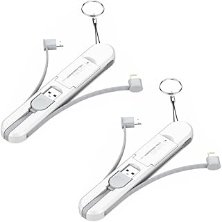 كابل بيانات للشحن السريع 3 في 1 Lc130 يتضمن كابل نوع C وMicro USB ولايتنينج، لون ابيض 3.4 امبير-1.2 متر من لدنيو