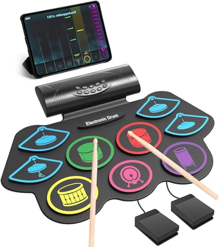 Youngly Bluetooth 9 Pad Electronic Roll Up Drum Kit Electric Hand Roll Drum Machine