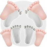 YANQINMS Baby Foot Fondant Mold Baby Foot Print Silicone Mold For Baby Shower Cake Decoration Cupcake Topper Gum Paste Candy Chocolate Polymer Clay