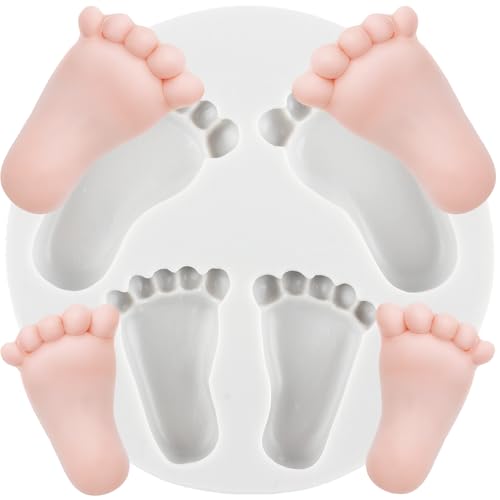 YANQINMS Baby Foot Fondant Mold Baby Foot Print Silicone Mold