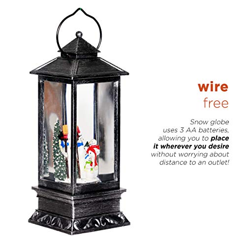 Alpine Corporation Qva126Sl Lantern Snowman Snow Globe Holiday Décor, Black #TOP5